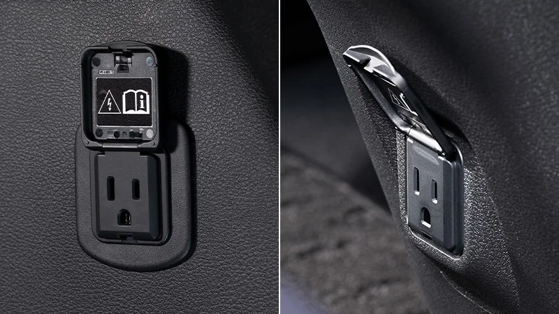 日産 リーフ 100V AC電源(1500W)のコンセントの公式写真です。