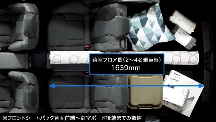 スバル レヴォーグ 2〜4名乗車時のシートアレンジ例（公式サイトの写真）。