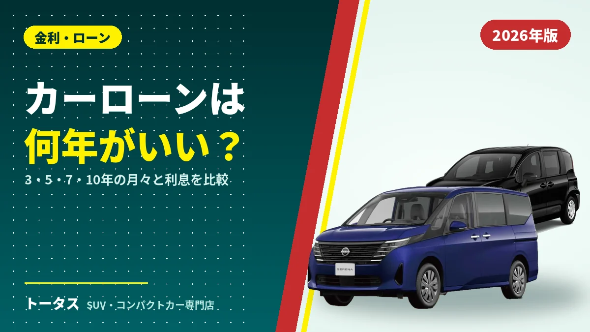 カーローンの返済期間ごとの月々と利息を比較する記事のアイキャッチ（シエンタとセレナ）